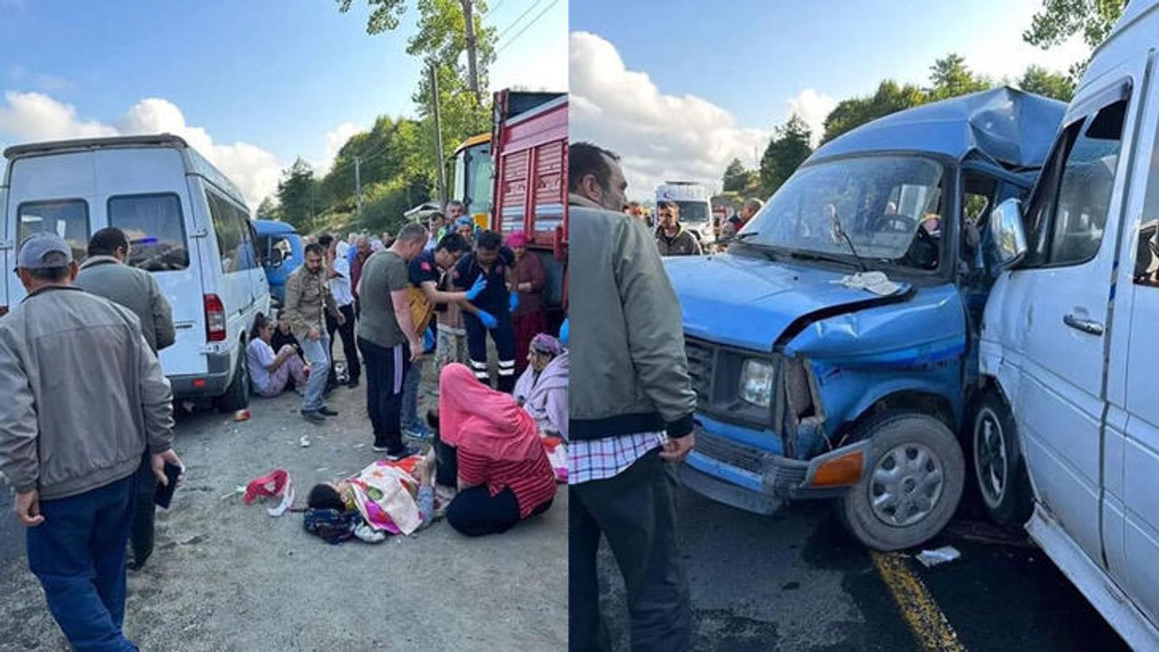 Fındık İşçilerini Taşıyan Minibüsler Kaza Yaptı: 15 Yaralı