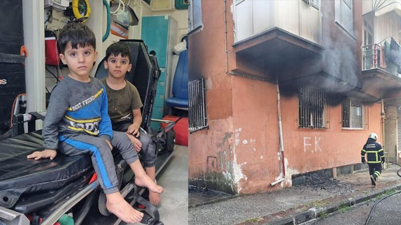 Yangında, Evde Mahsur Kalan 2 Çocuğu Mahalleli Kurtardı