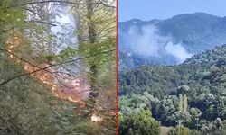 Bursa’da orman yangınına helikopterle müdahale ediliyor