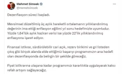 Bakan Şimşek: Dezenflasyon Süreci Başladı