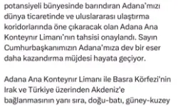 Basra'yı Akdeniz'e Bağlayacak Adana Ana Konteyner Limanı'nın Tahsisi Onaylandı