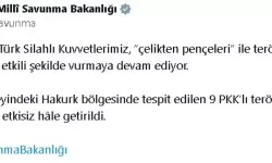 MSB: Irak'ın Kuzeyinde 9 PKK'lı Terörist Etkisiz Hale Getirildi