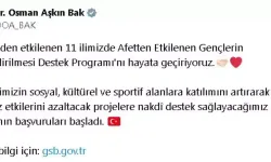 Deprem Bölgesindeki Gençler İçin Destek Programına Başvurular Açıldı