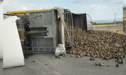 Malatya'da Pancar Yüklü Kamyon Devrildi: 2 Yaralı