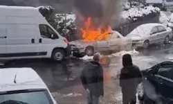 Otomobil Temizlerken Korkunç Anlar! Motor Çalışınca Alevler Yükseldi!