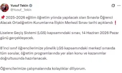 Bakan Tekin: 2026 LGS, 14 Haziran Pazar Günü Yapılacak