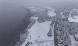 Abant Gölü Karla Kaplandı, Eşsiz Manzara Dronla Görüntülendi