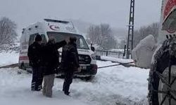 Tokat`ta Yoğun Kar Yağışı Nedeniyle Mahsur Kalan Ambulans Kurtarıldı