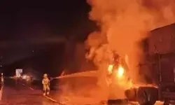 Kestel’de Mısır Yüklü TIR Alev Alev Yandı