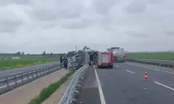 Nusaybin’de Sac Yüklü TIR Refüje Devrildi