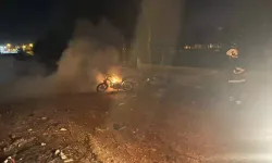 Nusaybin’de Park Halindeki Motosiklet Yandı