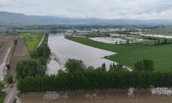 Tokat'ta Tarım Arazilerinin Sular Altında Kaldığı Anlar Dronla Görüntülendi