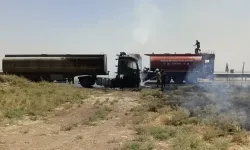 Mardin’de Asfalt Yüklü Tanker Alev Aldı