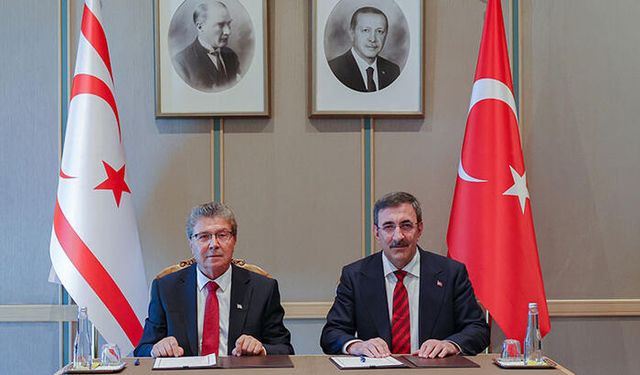 Cumhurbaşkanı Yardımcısı Cevdet Yılmaz ile KKTC Başbakanı Ünal Üstel Görüşmesi