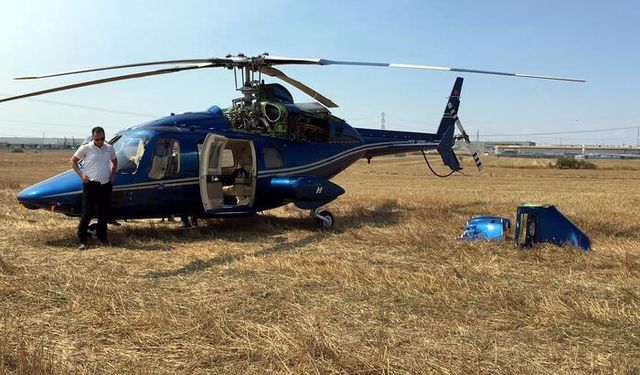 Havada Arızalanan Helikopter Tarlaya Zorunlu İniş Yaptı