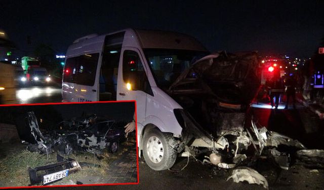 Servis Minibüsü İle Otomobil Kaza Yaptı: 6 Yaralı