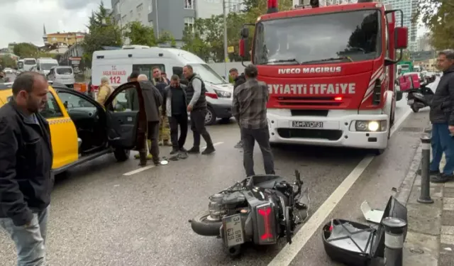 Maltepe'de Hakimiyetini Kaybeden Motosiklet Sürücüsü Taksinin Altında Kaldı