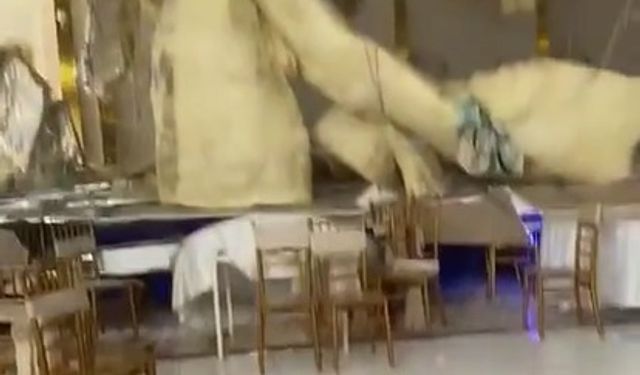 Deprem ’de Düğün Salonunun Asma Tavanı Düştü