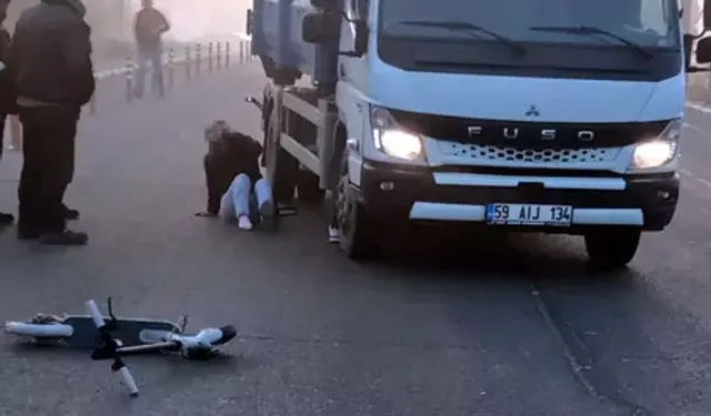 Skuter Devrildi, Kamyonet Ayağın Üzerinden Geçti
