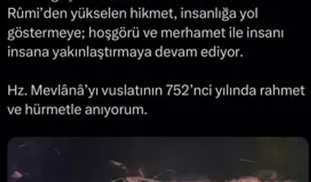 Emine Erdoğan’dan 752’nci Vuslat Yıl Dönümü  Mevlana Mesajı