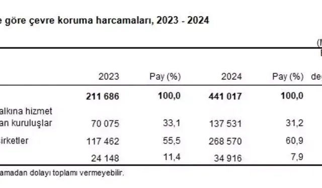 Türkiye’nin Çevre Koruma Harcamaları 2024’te Yüzde 108 Arttı
