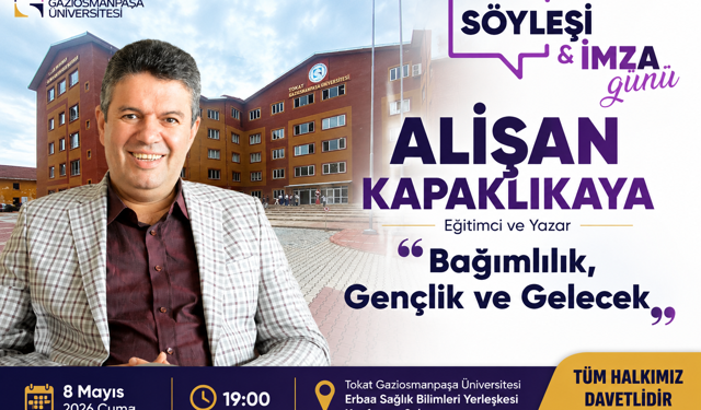 Eğitimci ve Yazar Alişan Kapaklıkaya Erbaa'ya Geliyor
