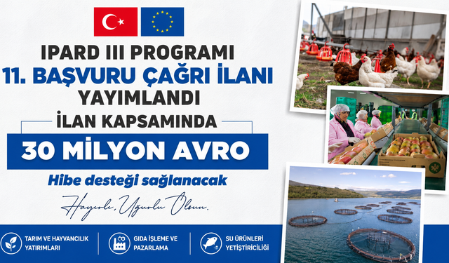 Tokat Valiliği: IPARD III Programı 11. Başvuru Çağrı İlanı Yayımlandı
