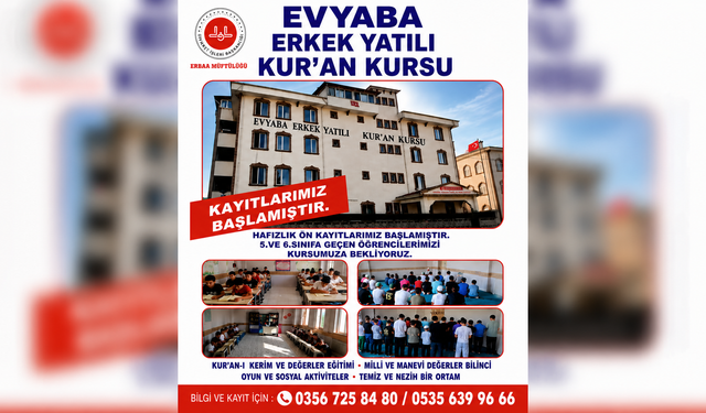 Evyaba Kur’an Kursu’nda Hafızlık Ön Kayıtları Başladı!