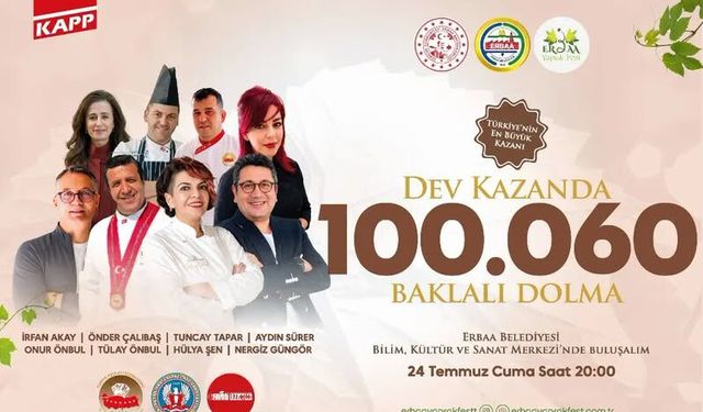 Erbaa’da Rekor Hazırlık: Dev Kazanda 100 Bin 60 Yaprak Sarması Pişiyor!