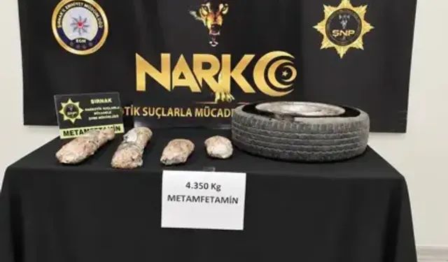 Stepneye Gizlenmiş 4 Kilo 350 Gram Metamfetamin Ele Geçirildi