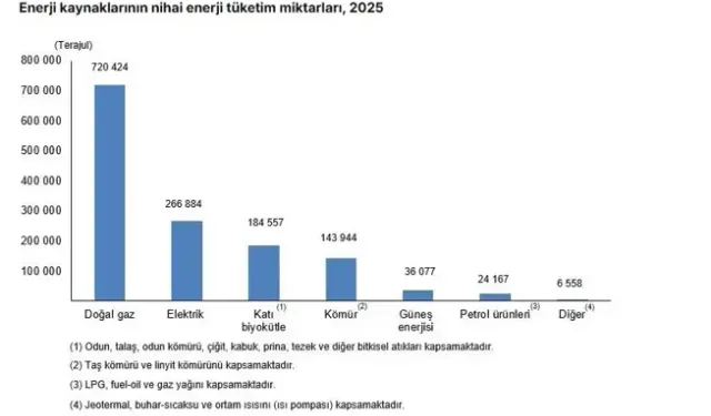 Hanehalkı Toplam Nihai Enerji Tüketimi 1,3 Milyon Terajul Oldu