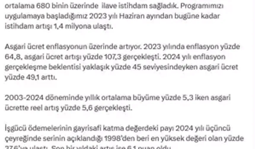 Bakan Şimşek: Asgari Ücret, Enflasyonun Üzerinde Artıyor