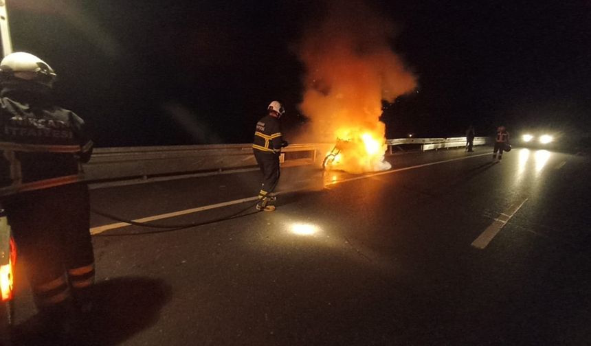 Niksar’da Seyir Halindeki Motosiklet Alev Aldı