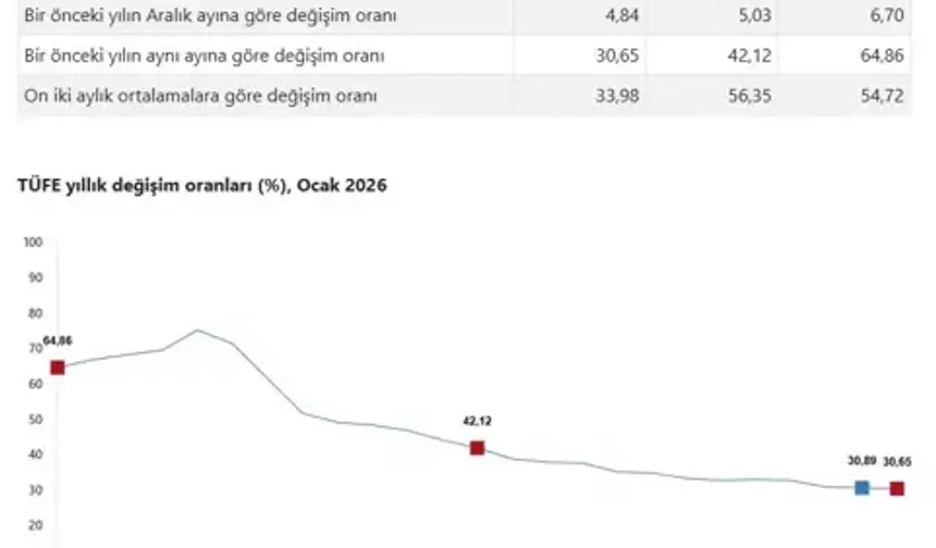 Ocak Enflasyonu Açıklandı: Yıllık TÜFE Yüzde 30,65