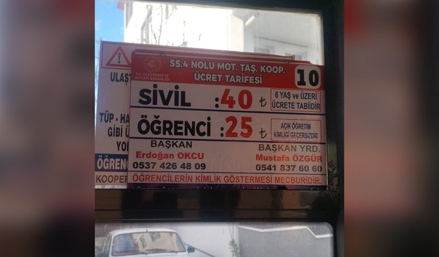 Erbaa’da Minibüs Ücretlerine Zam: Tam 40 TL, Öğrenci 25 TL Oldu!