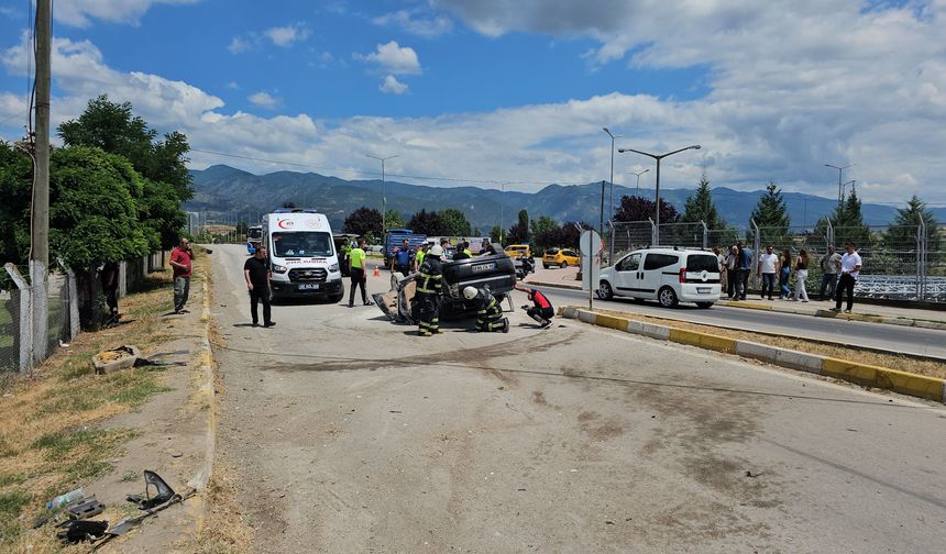 Erbaa`da Kontrolden Çıkan Araç Karşı Yöne Geçti