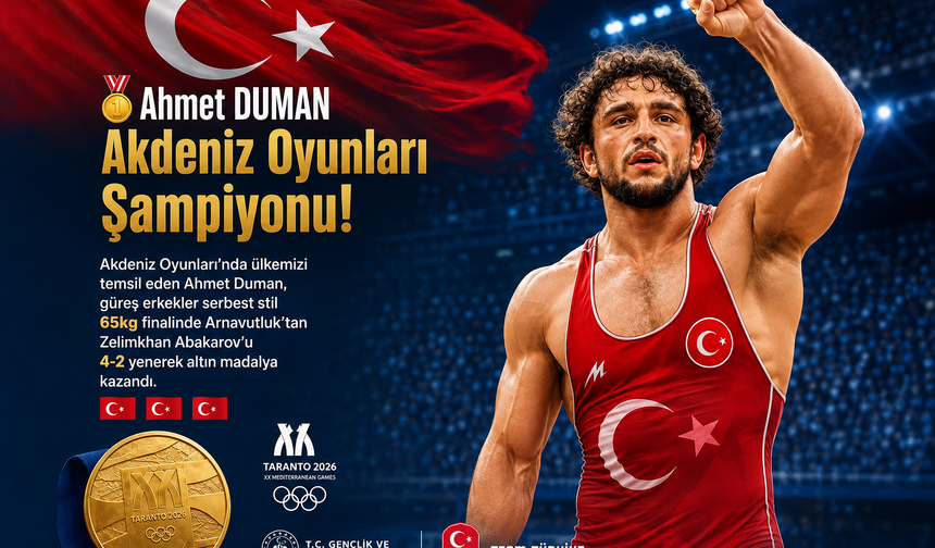 Erbaa’nın Gururu Ahmet Duman Akdeniz Oyunları Şampiyonu!