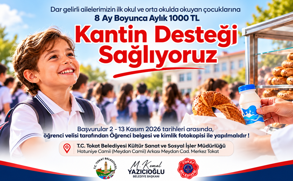 Tokat Belediyesi'nden Öğrenci Ve Ailelere Destek: 8 Ay Boyunca Kantin Yardımı!